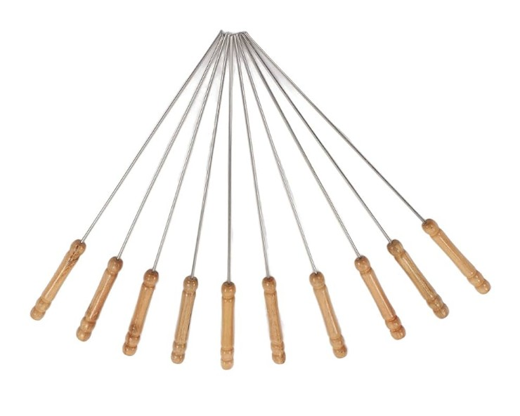 Sis 10-Piece Twisted BBQ Skewers with Wooden Handles
