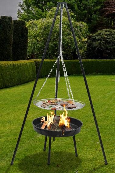 Somineco Folding Steel Tripod Hanging BBQ Grill