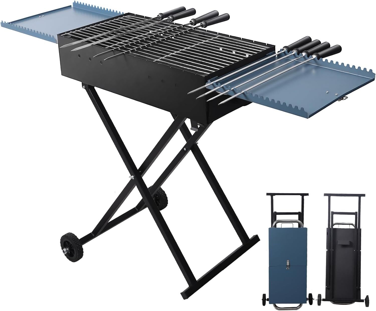 Black Folding BBQ with Cross Legs 30x80