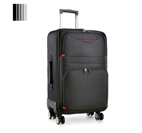Large Fabric Suitcase with Red Details