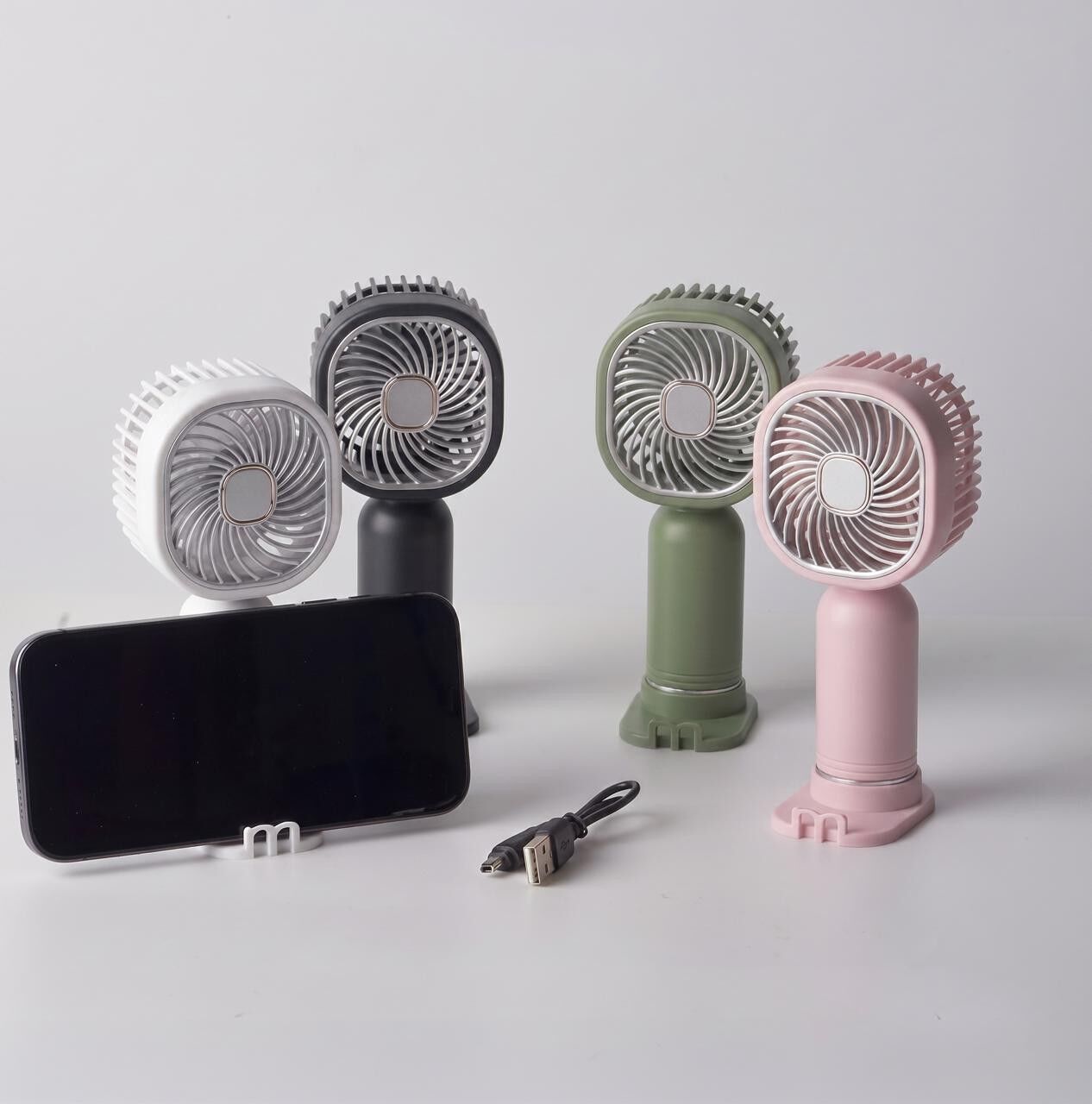 Tohana Rechargeable Hand Fan with Phone Holder