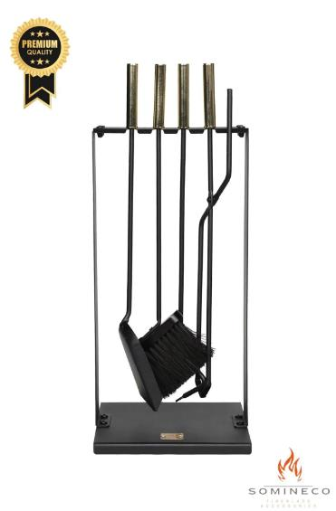 Somineco 5 Parçalı Gold Standlı Şömine Aksesuar Seti