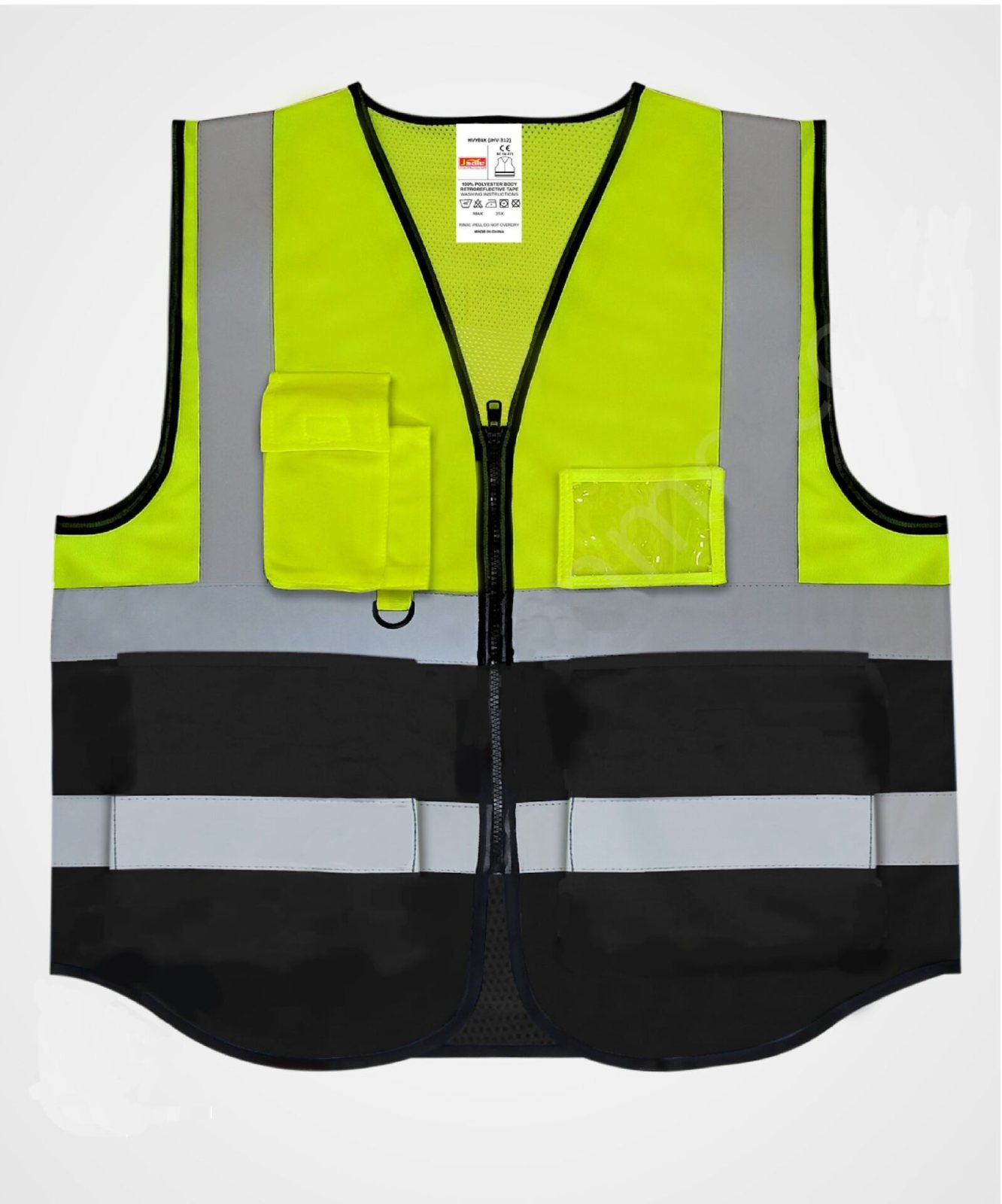 Construction Engineer Vest, Fluorescent Yellow-Black