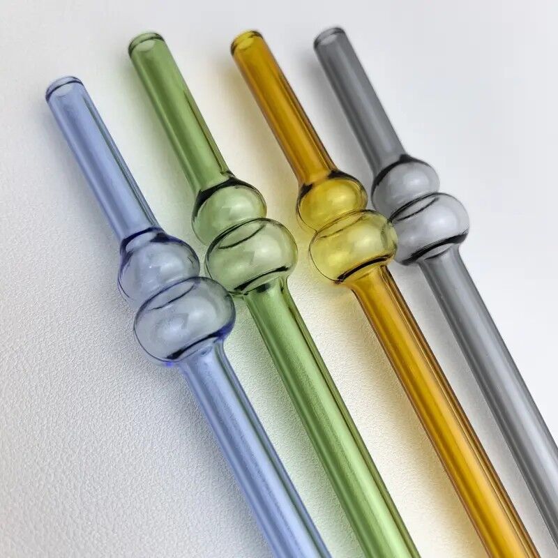 Curved Design Glass Straws, 2-Piece