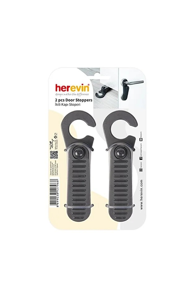 Herevin 2-Piece Door Stopper Set, Black/White/Grey