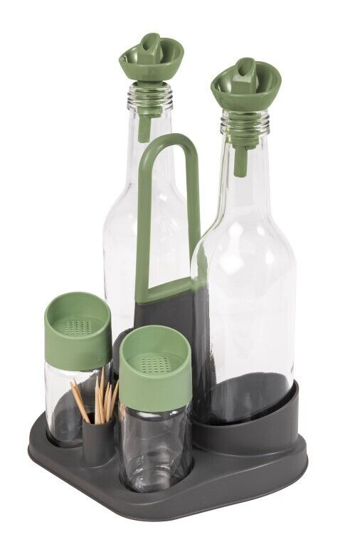 Herevin Oil and Salt Shaker Set, 2 x 330 ml and 2 x 70 ml, Green