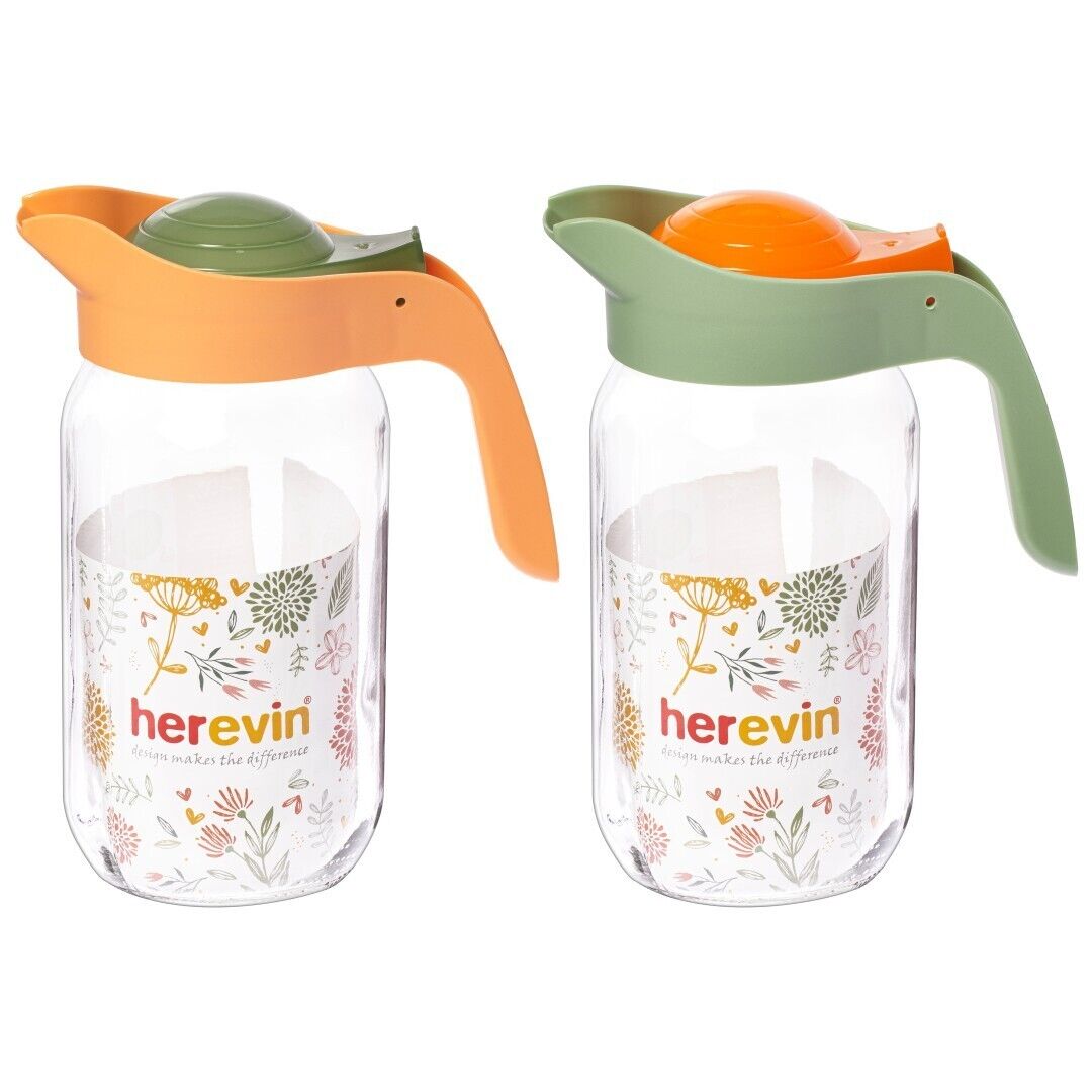 Herevin Стеклянный кувшин 1 л, персиковый-зелёный