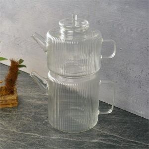 Ribbed Glass Teapot Set
