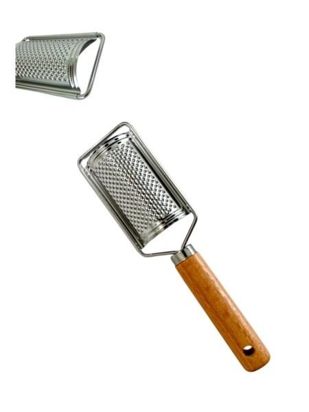 Hand Grater with Curved Body and Wooden Handle
