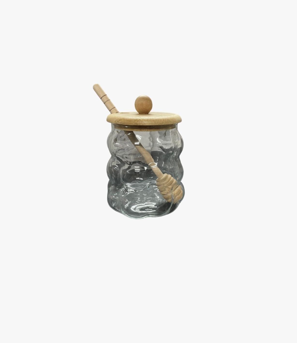 Bal Kavanozu Kaşıklı Bambu Kapaklı 320 ml