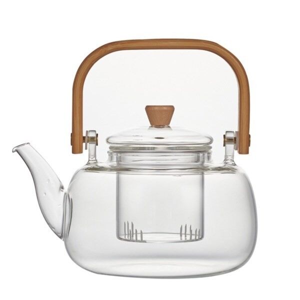 Tea Pot with Strainer and Bamboo Handle, 1000 ml
