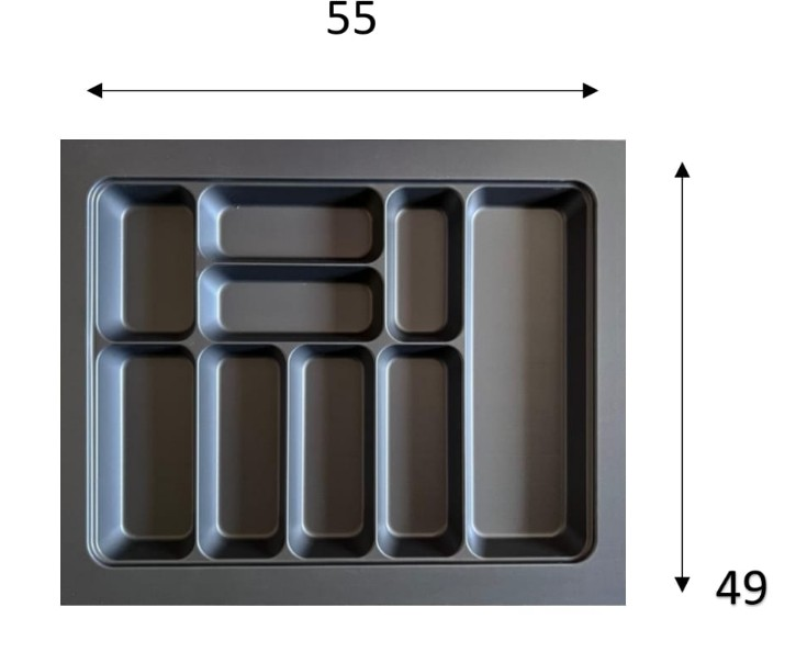 Çelik Ayna 55X49CM Anthracite Drawer Cutlery Organizer