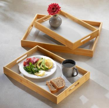 Bambum Marbella Large White Marble-Pattern Tray