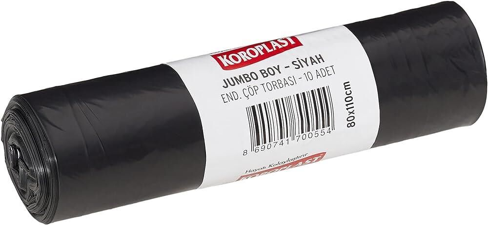 Jumbo Black Industrial Garbage Bag 80x110