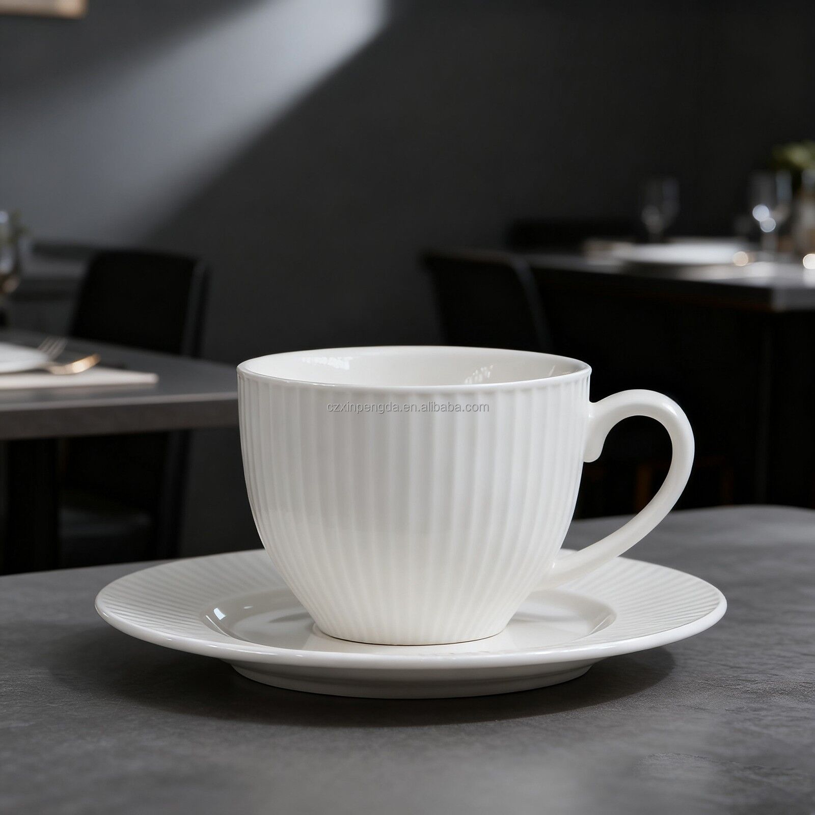 Striped Porcelain Coffee Cup Set