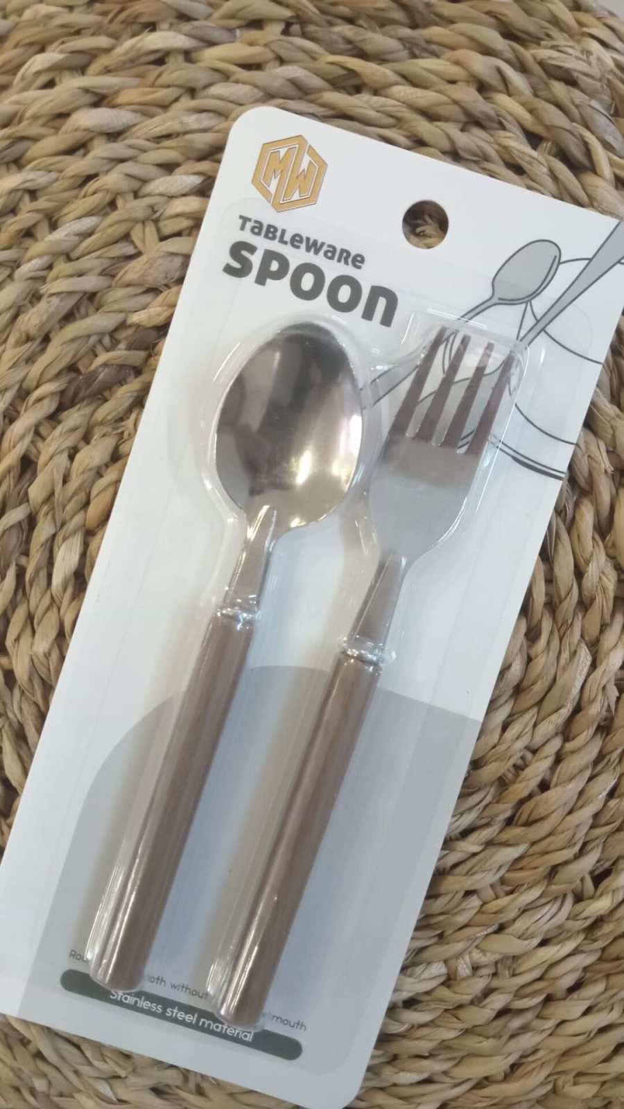 Çatal Kaşık Plastik Kulp Kahverengi Set