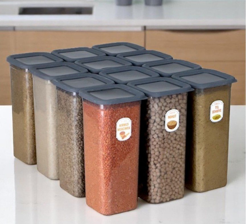 Saklama Kabı Silikon Kapak Kare 12li Set 1900ml