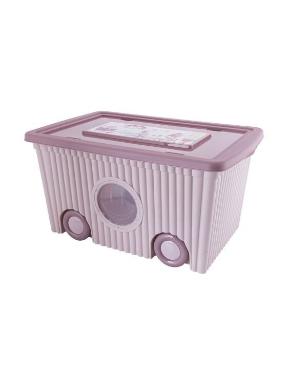 Pink Storage Box with Wheels, 60 L