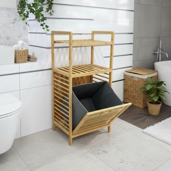 Casalinda 2-Tier Bamboo Laundry Basket 30X40X95CM