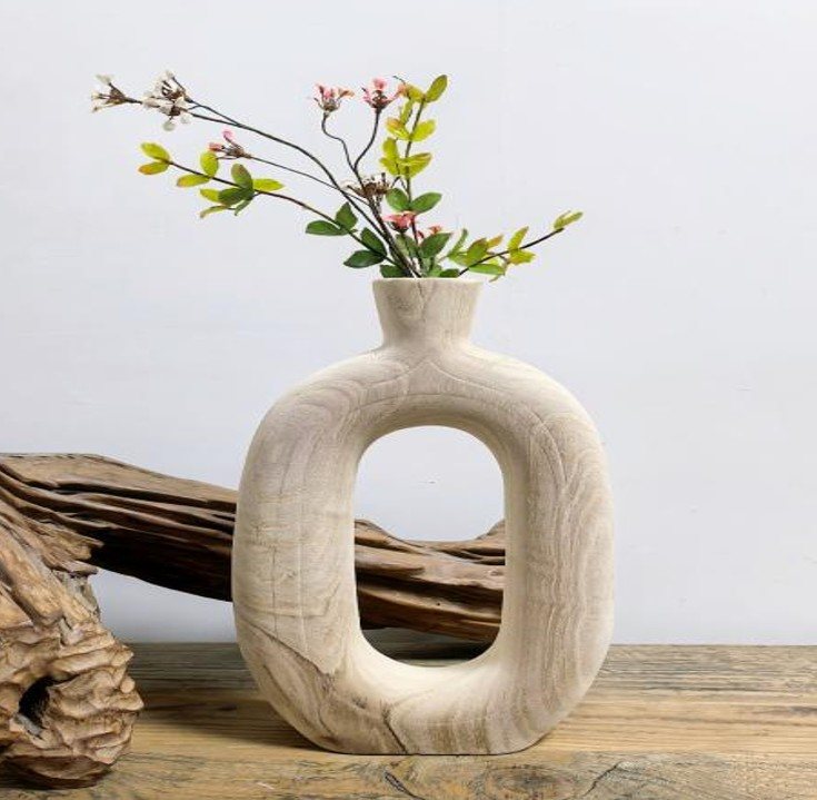Solid Wood Decorative Vase 17x5.5x30