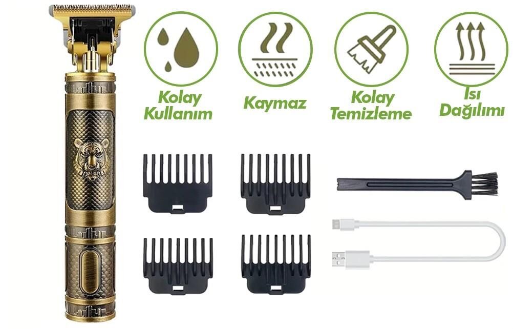 Золотистый USB-триммер T-образной формы с насадками