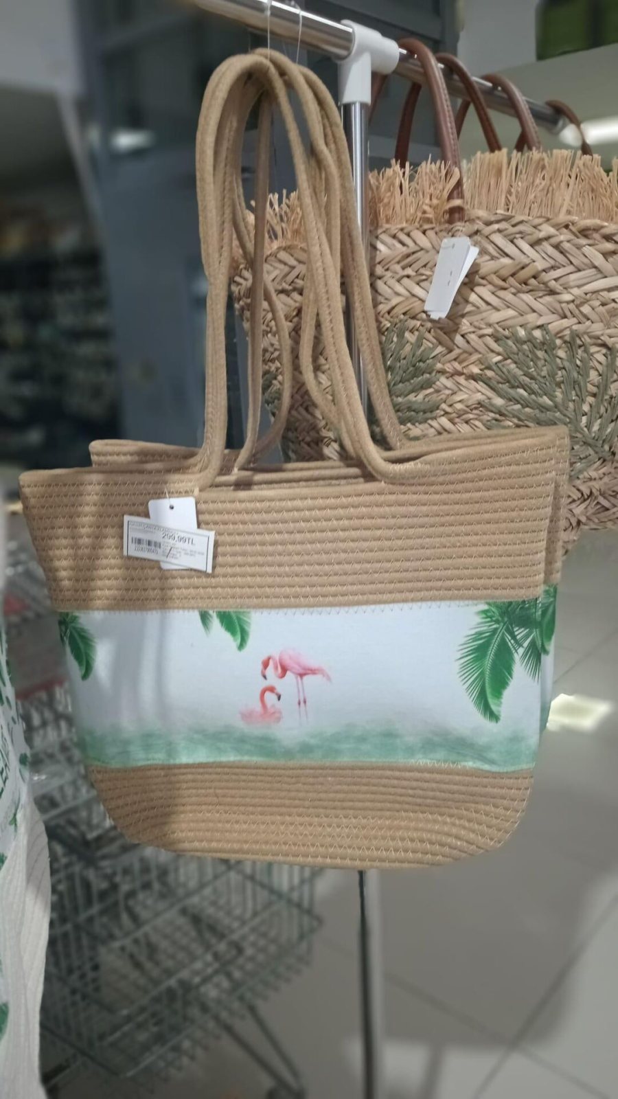 Flamingo Straw Bag