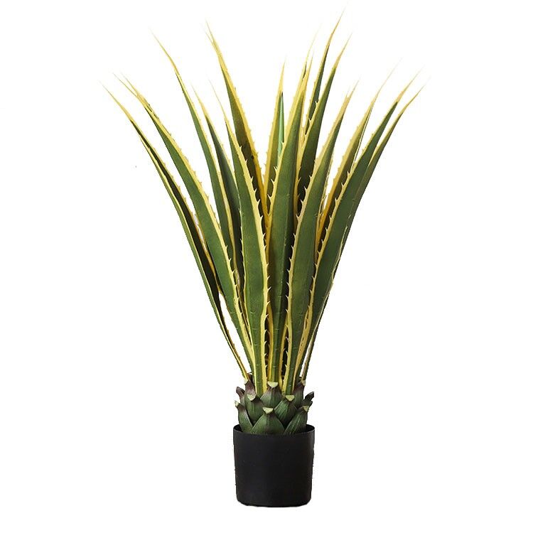 Potted Artificial Agave with Yellow Edges