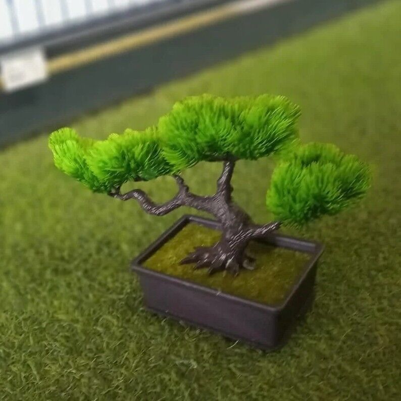 Artificial Bonsai Thick-Leaf Grass in Pot, 18 cm