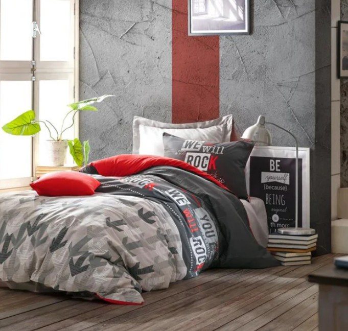 Nevresim Takımı Genç Odası T.K. Rock Kırmızı