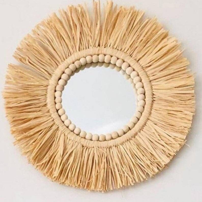 Bohemian Wicker Wall Mirror 55 cm