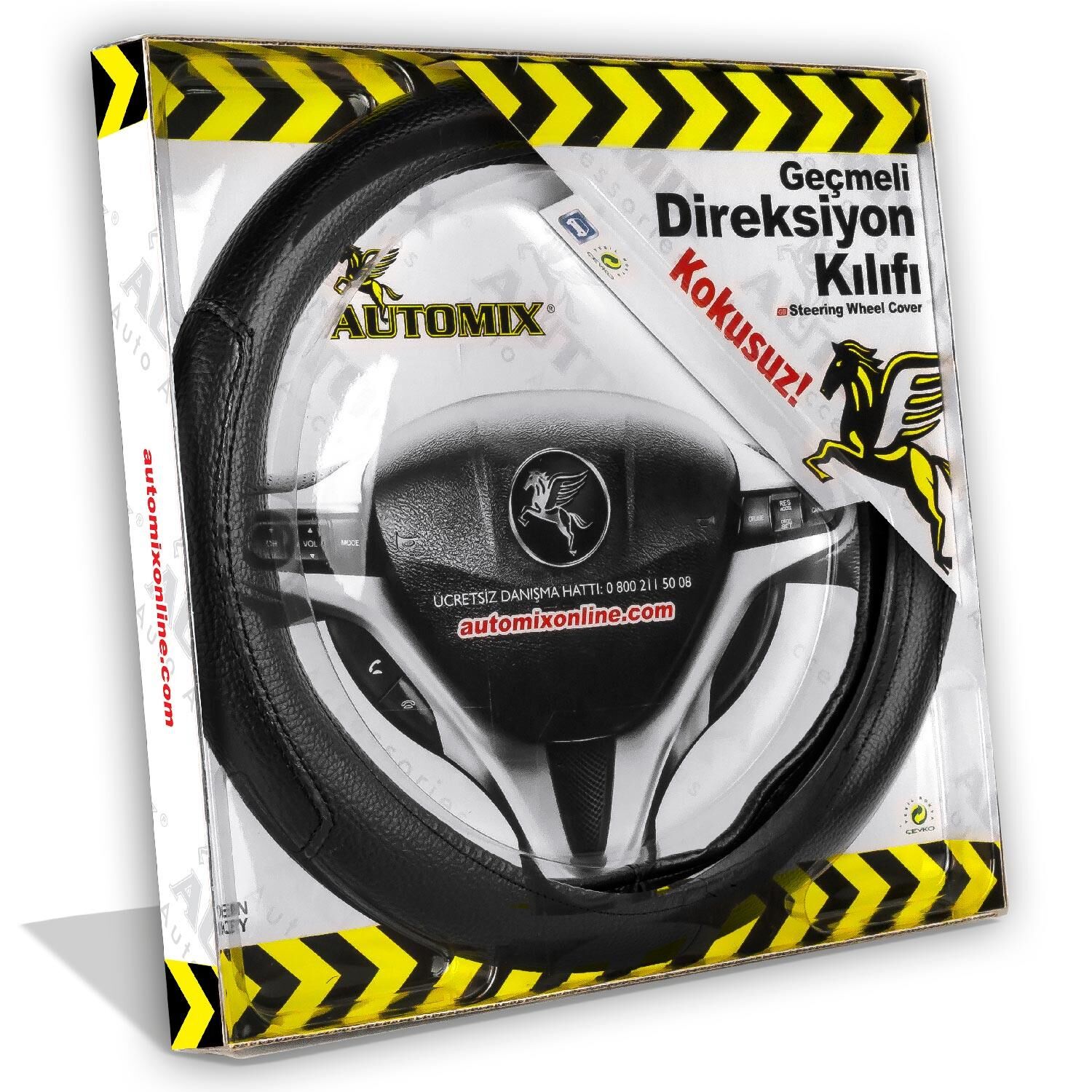 Direksiyon Kılıfı Çember Gri & Siyah 3089