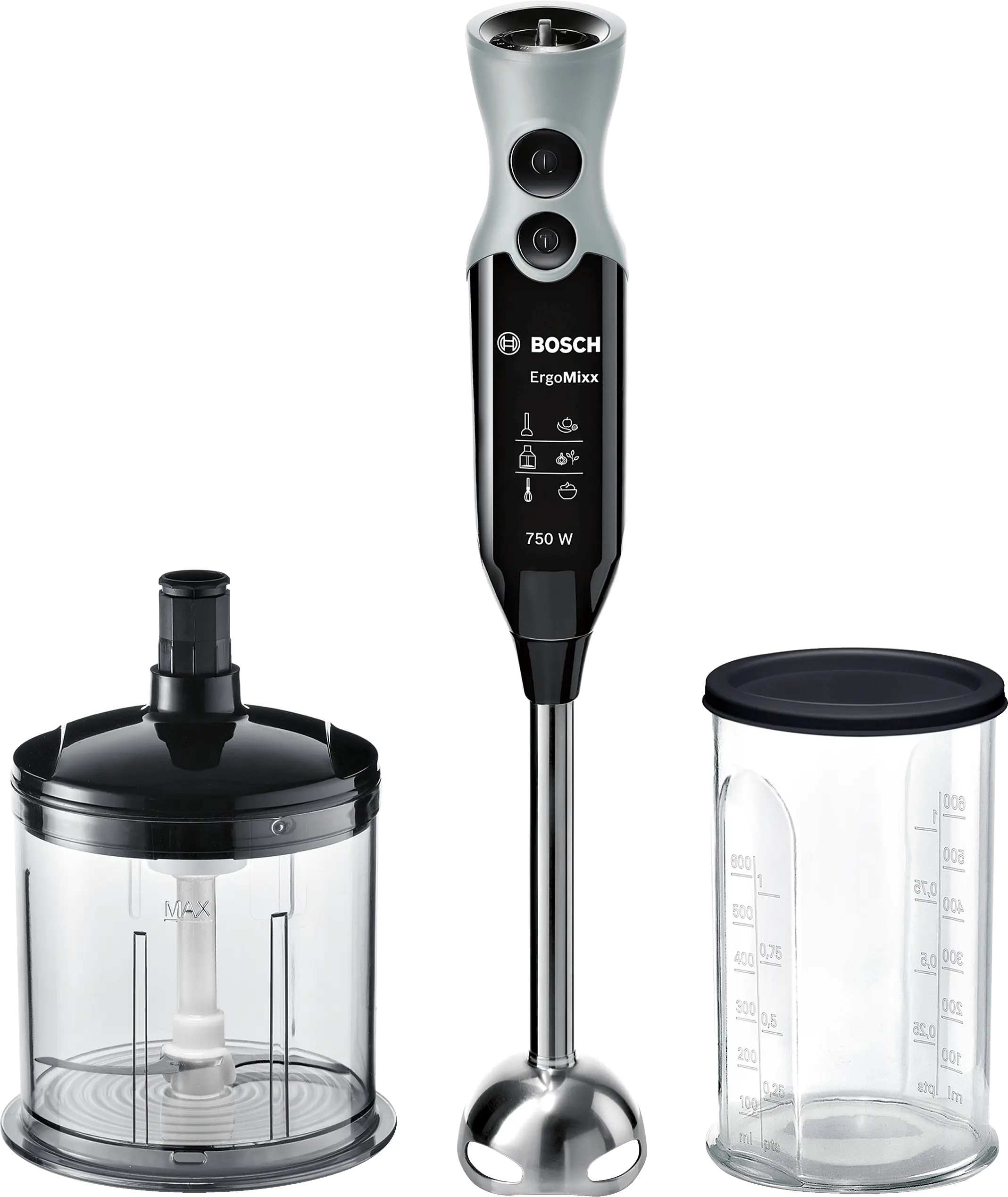 Bosch MSM67140 ErgoMixx 750 W Hand Blender, Black