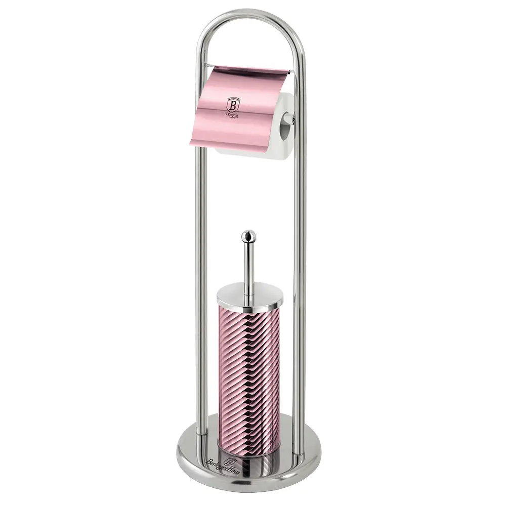 Berlinger Haus BH/6547 Toilet Brush and Toilet Paper Holder, Metallic Pink
