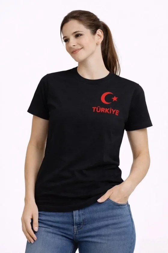 Girince 186740 Turkey Crescent and Star Fan T-Shirt - Black