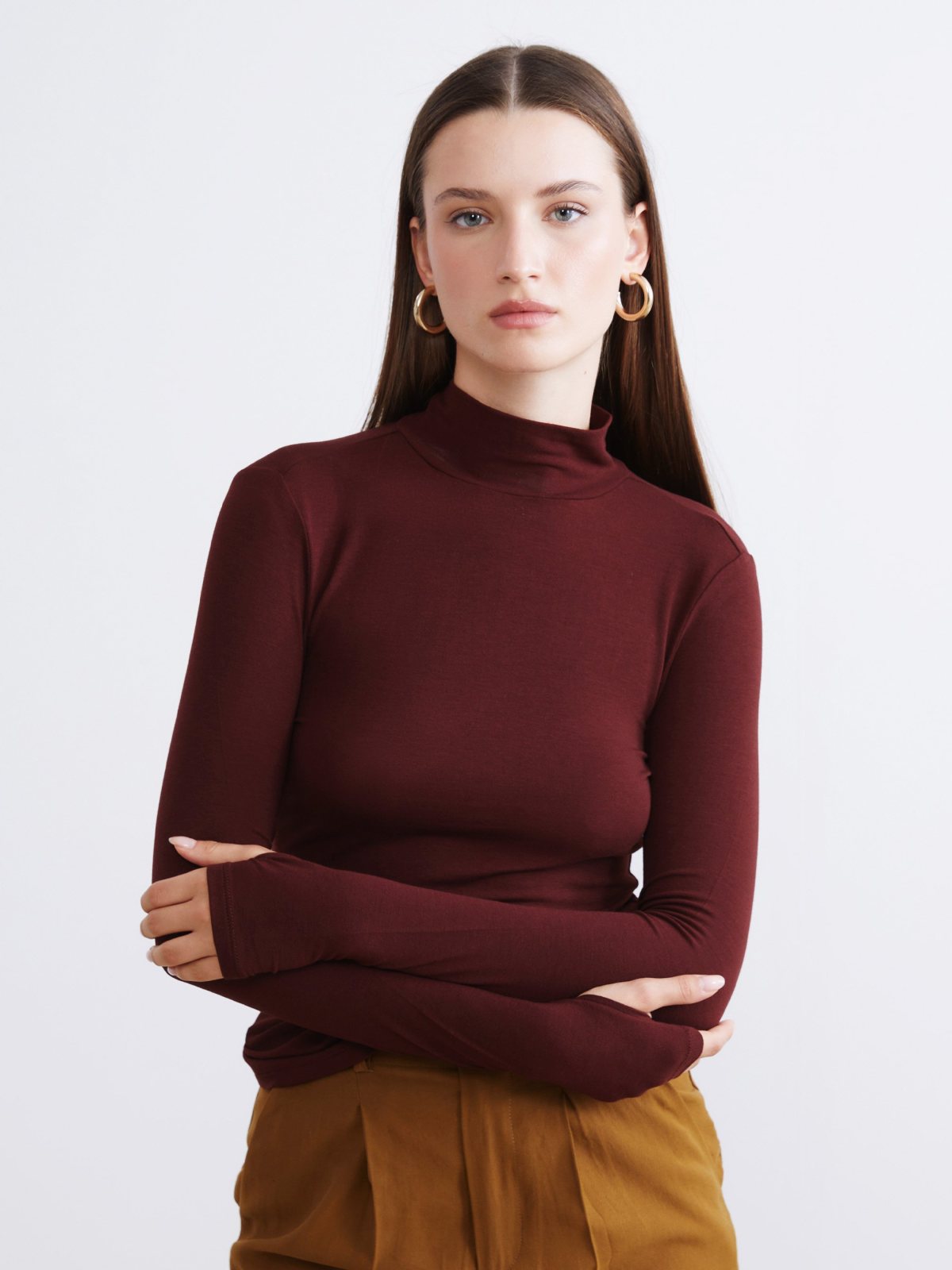 LC Waikiki Kadın Bordo Uzun Kollu Dik Yaka Body 6187698
