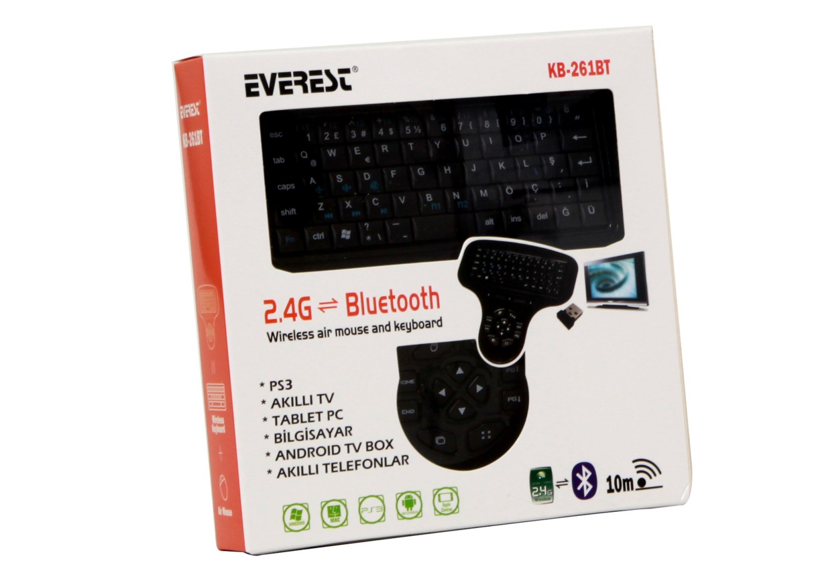 Everest KB-261BT Чёрная беспроводная Bluetooth-клавиатура с турецкой раскладкой Q