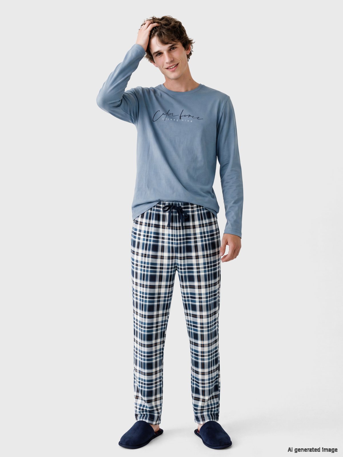 Pijama Takım LACİVERT BASKILI