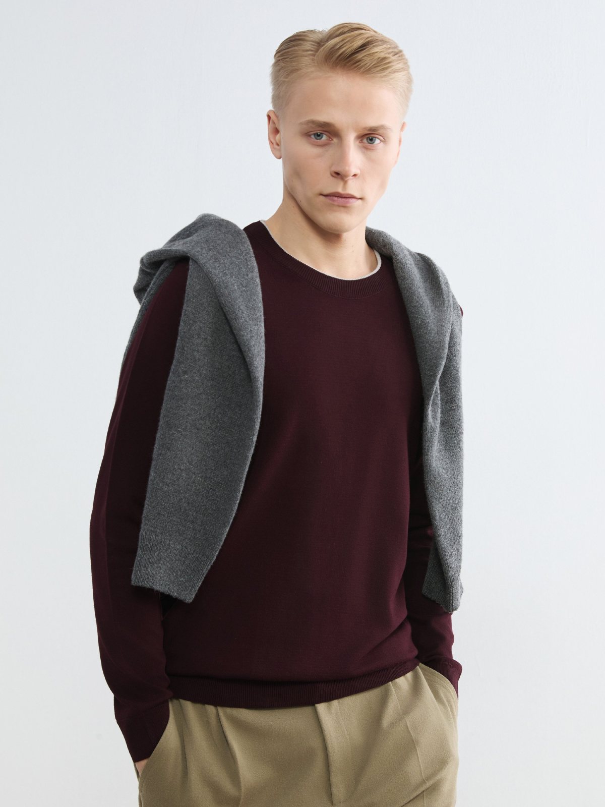 South Blue Erkek Bordo Uzun Kollu Bisiklet Yaka Kazak 7268950