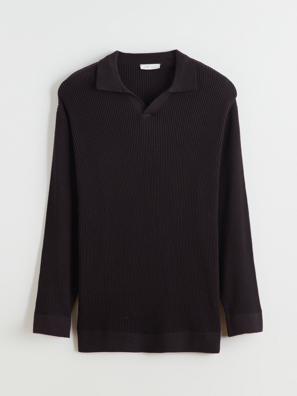 LC Waikiki Men's Long-Sleeve Ribbed Brown Polo-Neck Sweater
