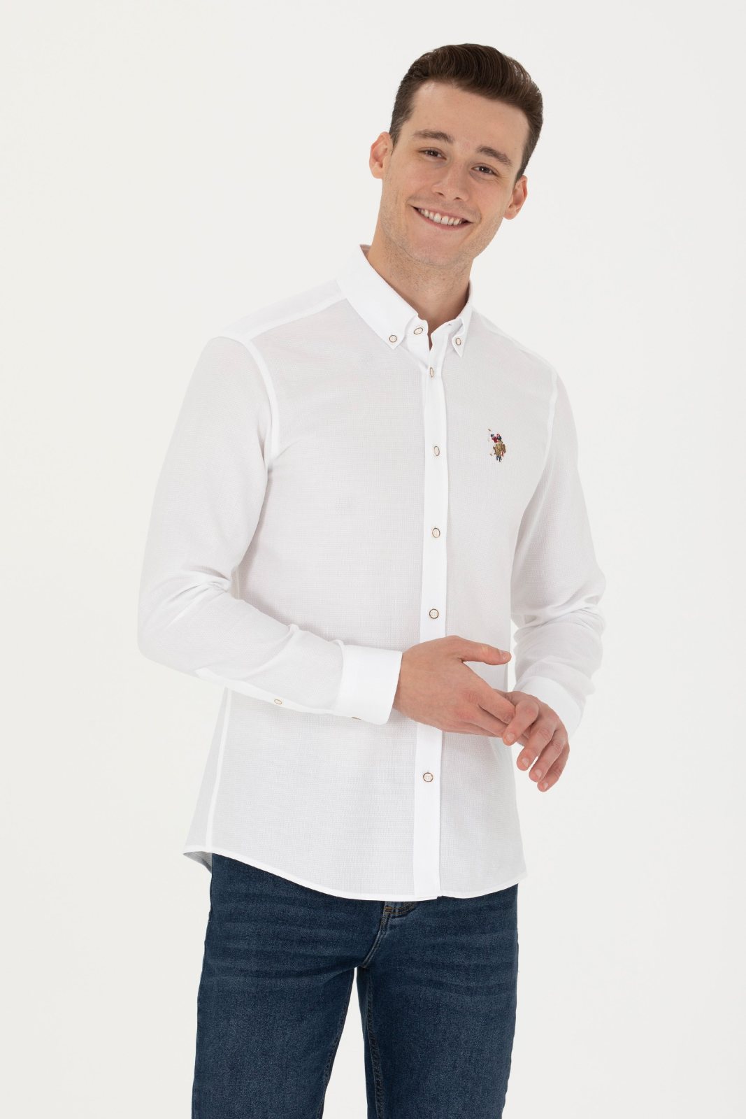U.S.Polo Assn. Erkek Gömlek Uzun Kol Basıc