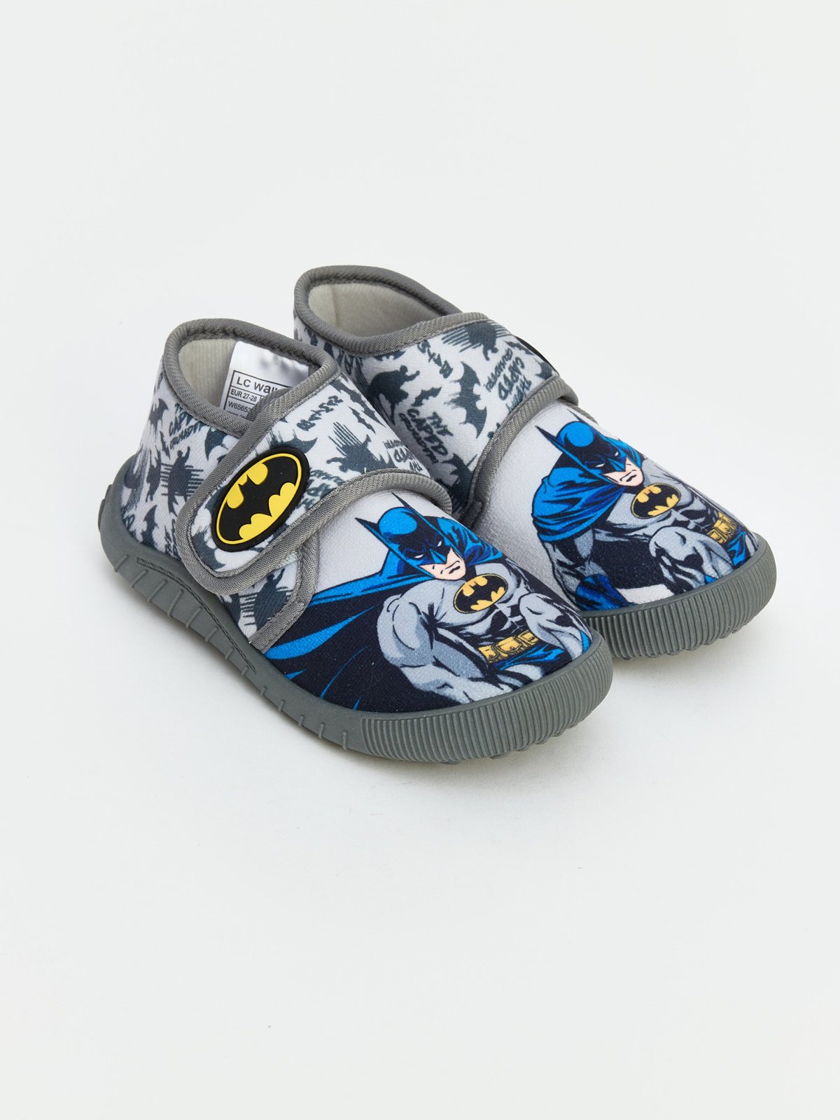 LC Waikiki Çocuk Batman Desenli Cırt Cırtlı Panduf GRİ