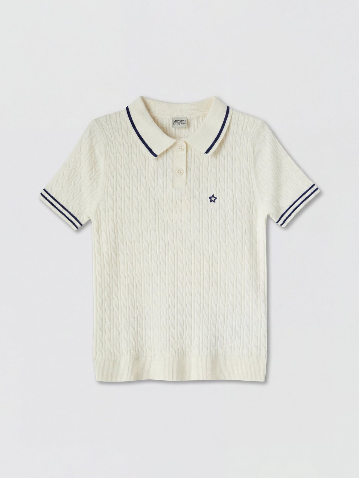 LC Waikiki 7321977 Ekru Çocuk Kısa Kollu Polo Yaka Dokulu Kazak