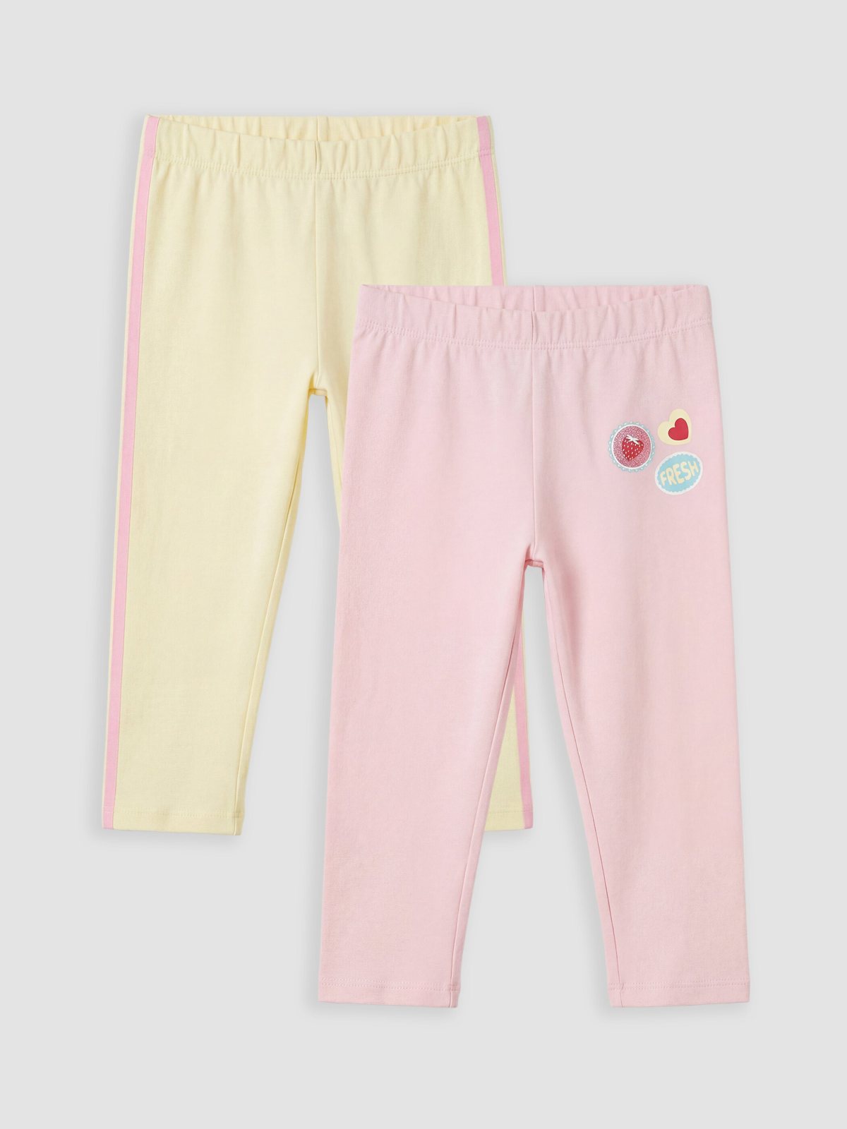 LC Waikiki 6732363 Çocuk 2'li PEMBE ve Sarı Tayt
