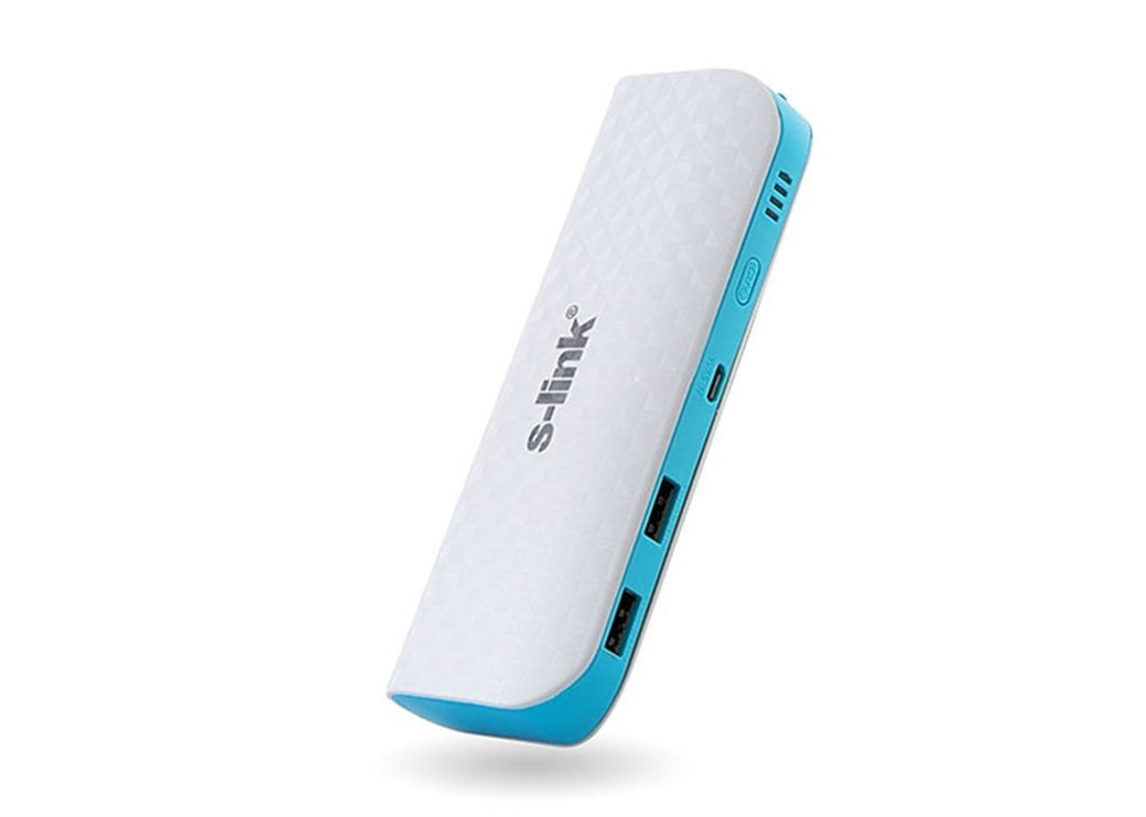 S-Link IP-8044 Внешний аккумулятор 8000mAh, 2 USB, белый/синий