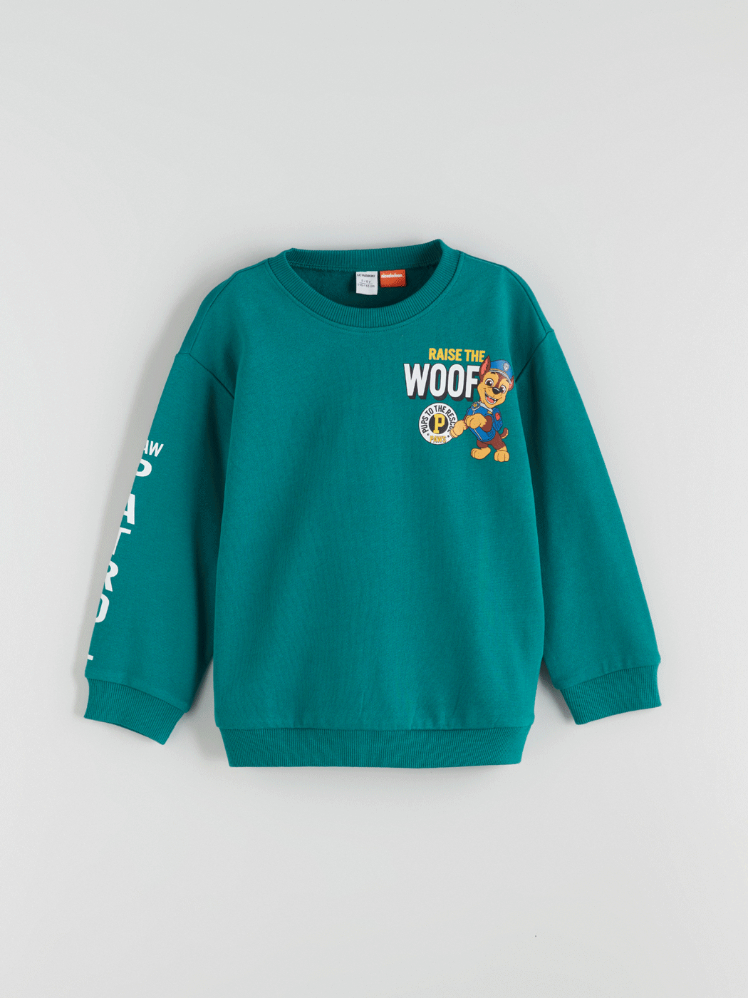 LC Waikiki 5937300 Çocuk Uzun Kollu Baskılı Sweatshirt Su Yeşili