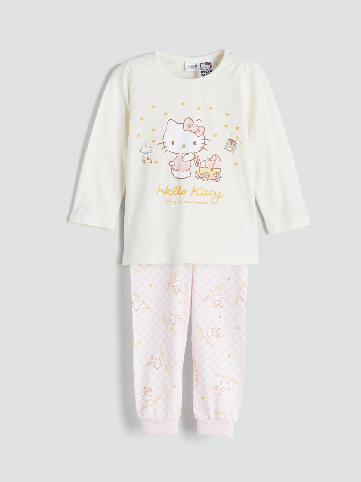 LC Waikiki Hello Kitty Çocuk Pijama Takımı Açık Bej