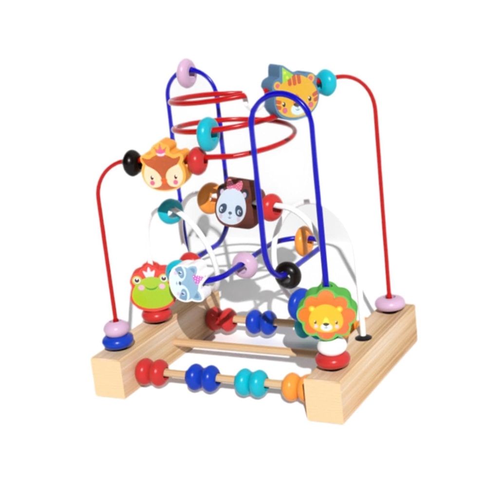 Boncuklu Labirent Oyuncak Ahşap Renkli Roller Coaster Çocuklar İçin Hayvanlı