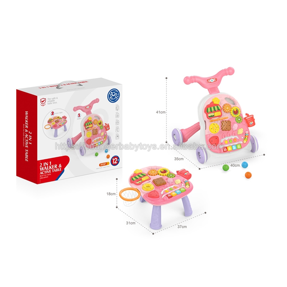 2’si 1 Arada Yürüteç & Aktivite Masası Pembe