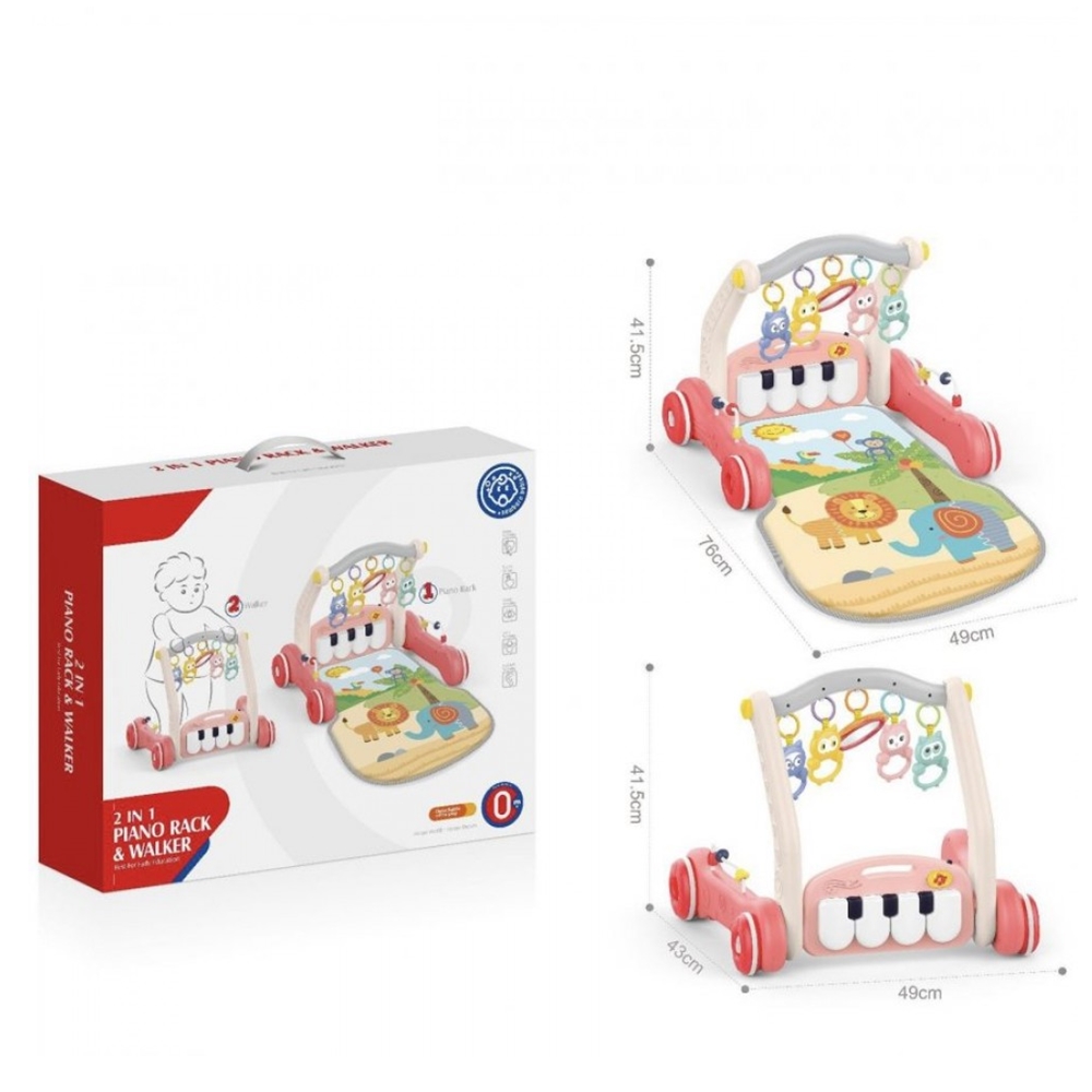 2’si 1 Arada Pedallı Piyano & Yürüteç Pembe