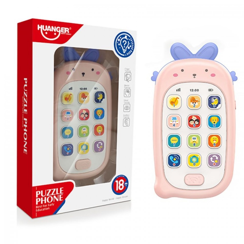 Huanger Puzzle Phone Kayıt Fonksiyonlu Pembe Oyuncak Telefon
